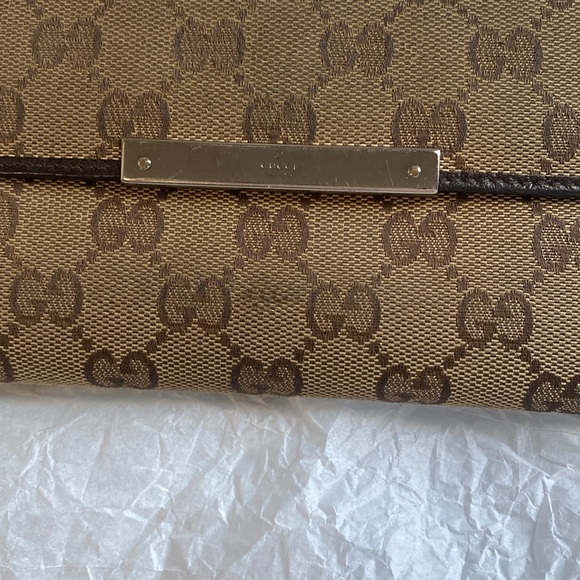 Gucci wallet with canvas/leather monogram tan and brown wallet sold as is - Picture 3 of 16